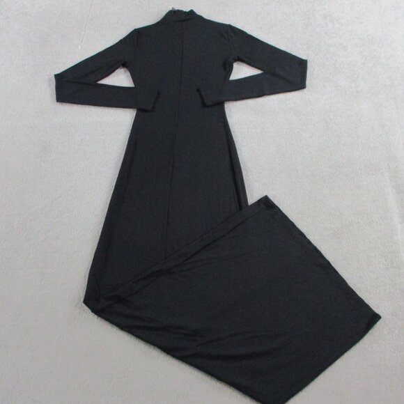 SKIMS Soft Lounge Turtleneck Long Sleeve Dress Womens XS Onyx Black Mock Neck - Picture 3 of 7